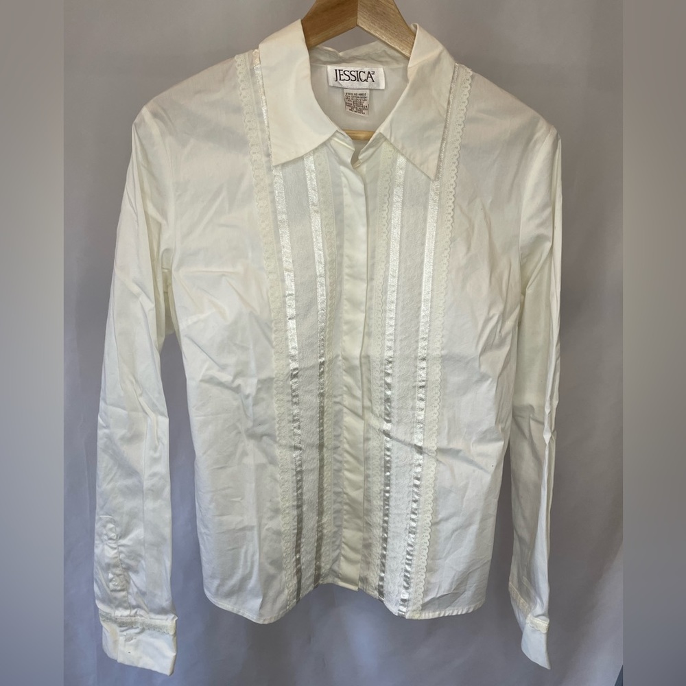 Vintage Jessica Lace Detail Button Down
